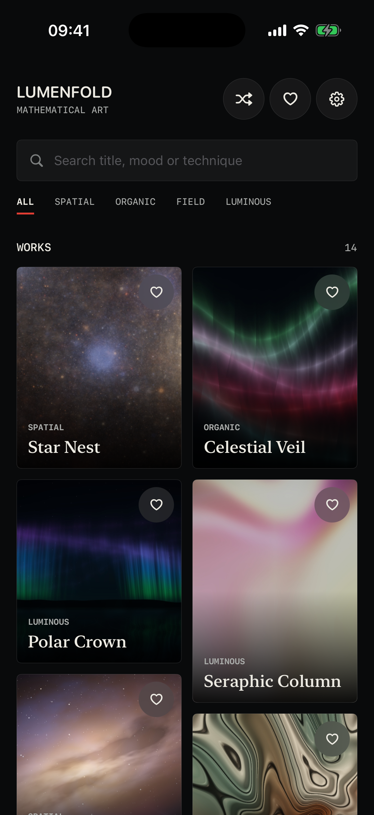 Lumenfold iOS gallery screen captured from the simulator